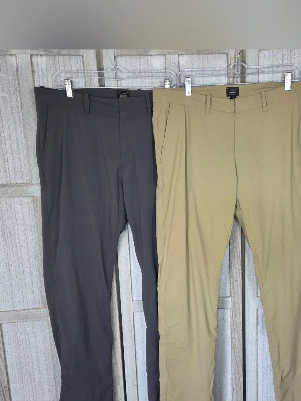 J. Crew 484 Slim Fit Tech Pants Size 36x32 Lot Of 2 Beige/Gray Golf Outdoor